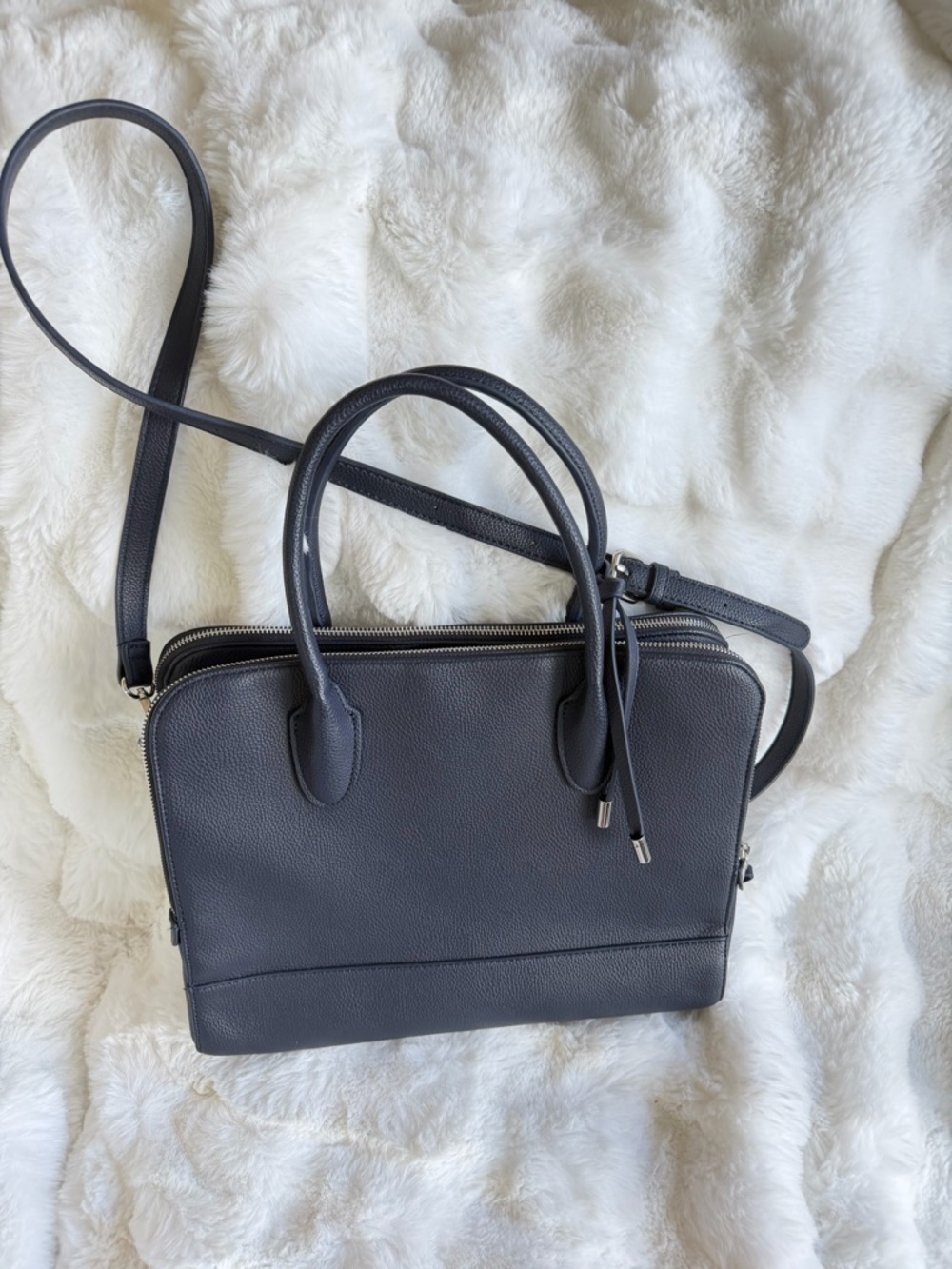 Urban Expressions Navy Structured Satchel with Crossbody Strap